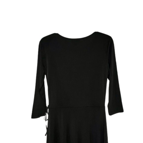 Talbots Jersey Ruched Crossover Top Fit/Flare Midi Dress - Black - 6 - Picture 8 of 11